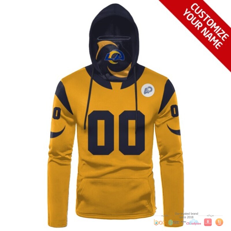Los Angeles Rams yellow Navy 3d hoodie mask 1