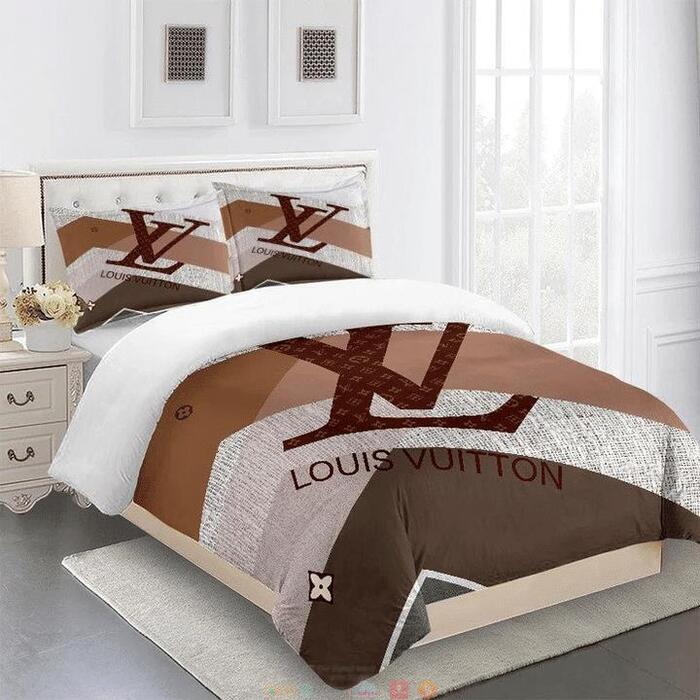 Louis Vuiton Brown White Bedding Set