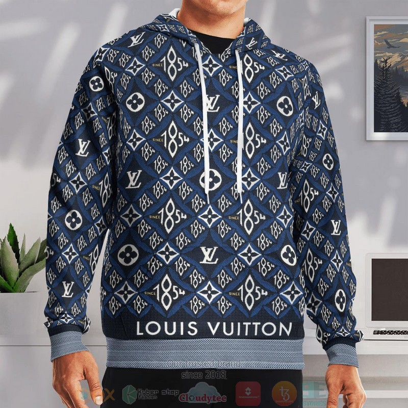 Louis Vuitton blue pattern All over print 3D hoodie • Kybershop
