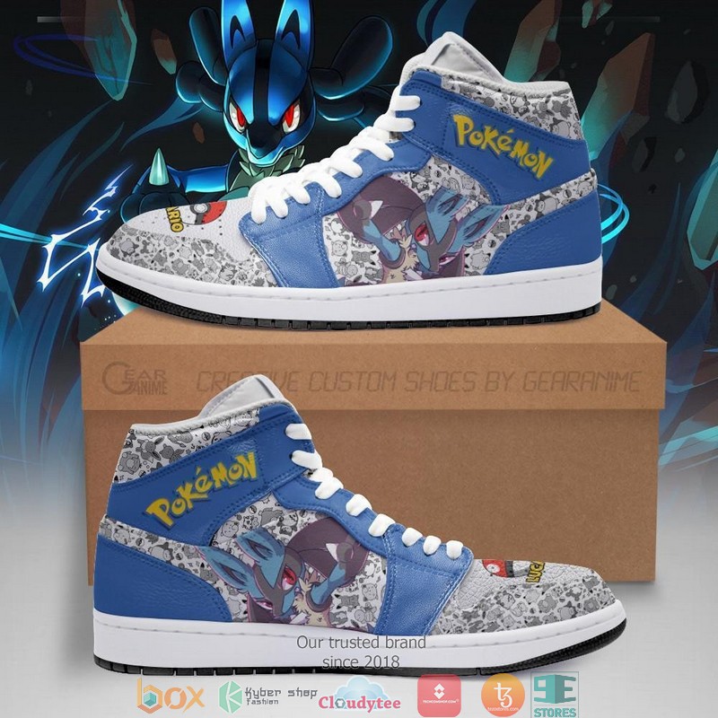Lucario Anime Pokemon Air Jordan High Top Shoes