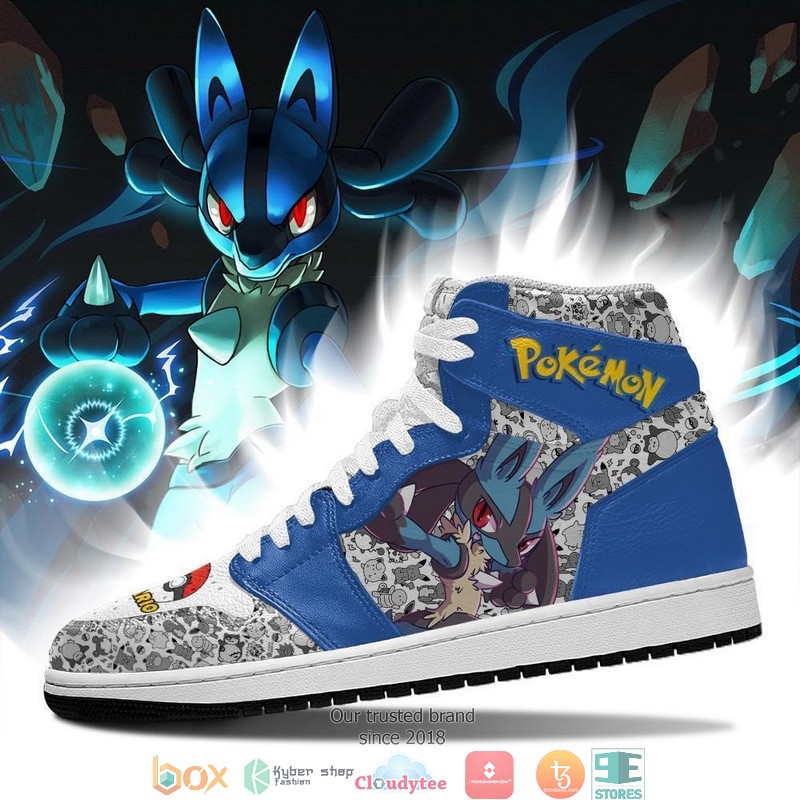 Lucario Anime Pokemon Air Jordan High Top Shoes 3 Lucario Anime Pokemon Air Jordan High Top Shoes 1 2