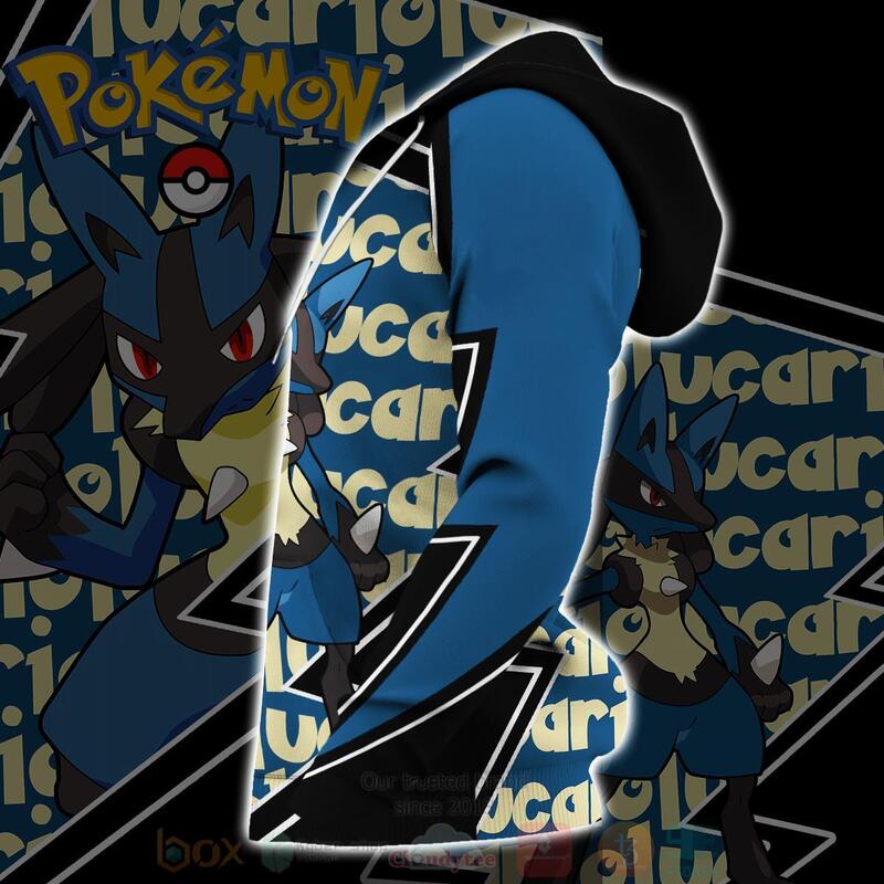 BEST Lucario Costume Pokemon Anime 3D Hoodie, T-Shirt 4 Lucario Costume Pokemon Anime 3D Hoodie Shirt 1 2 3