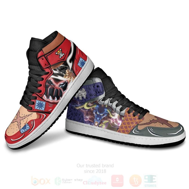 Luffy and Kaido Custom One Piece Anime Air Jordan High Top Shoes 1 2 3