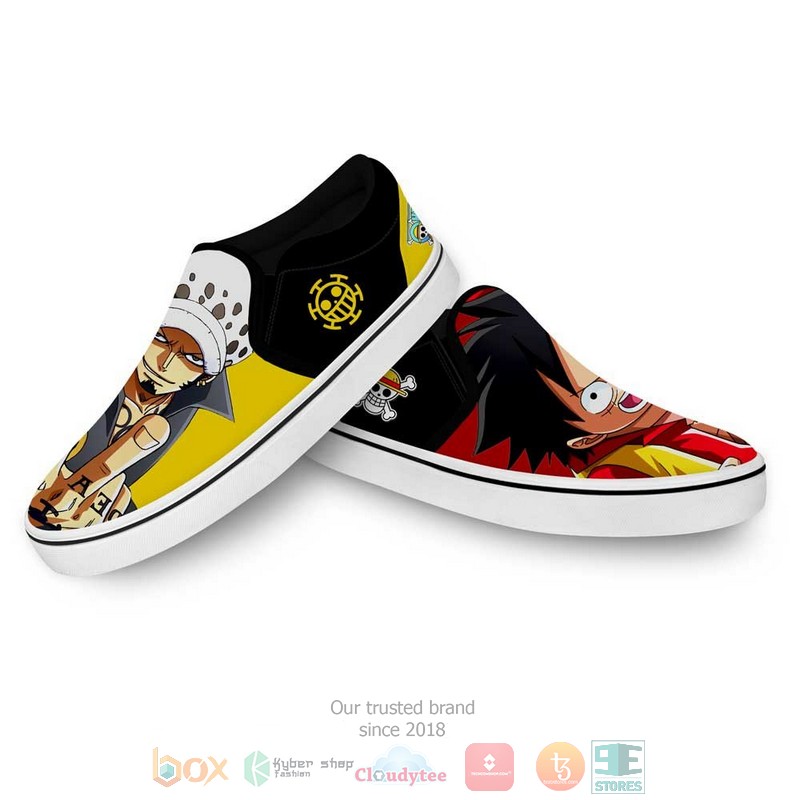 Luffy and Law Anime One Piece Slip-On Sneaker Shoes 4 Luffy and Law Anime One Piece Slip On Shoes 1 2 3