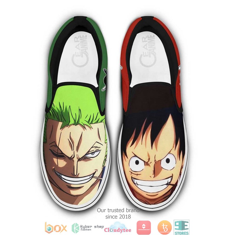 Luffy and Zoro Wano One Piece Anime Slip On Sneakers Shoes