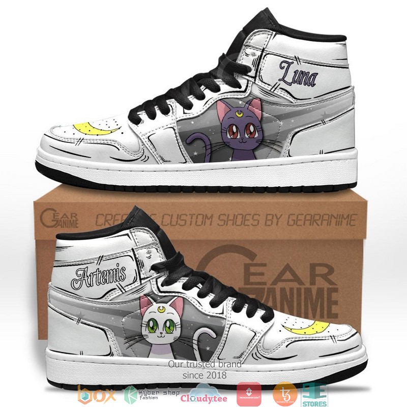 Luna and Artemis Sailor Anime Air Jordan High top shoes
