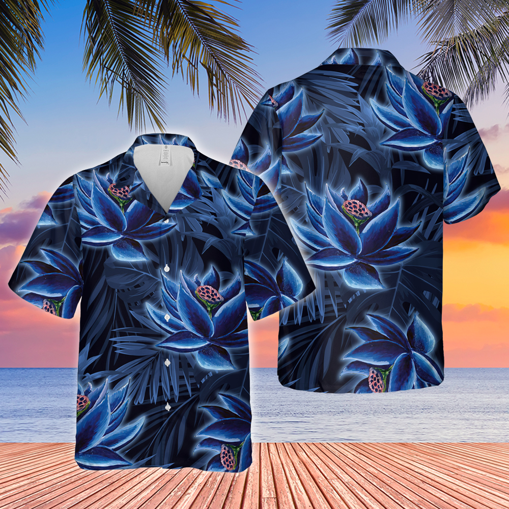 MTG Black Lotus Navy Color Hawaiian Shirt