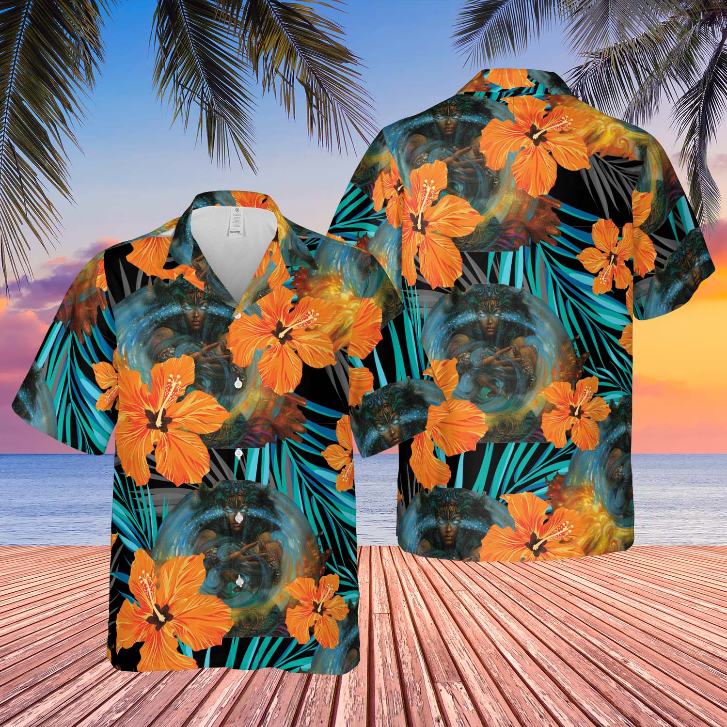 MTG Force Of Will Hibiscus Flower Hawaiian Shirt