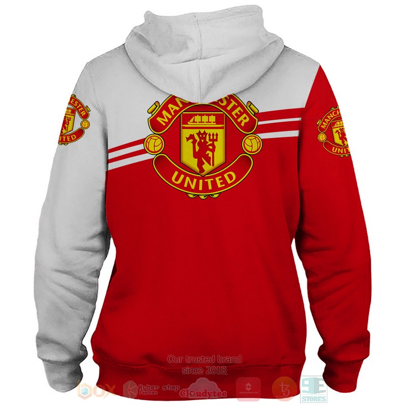 Manchester United FC red white shirt, hoodie 2 Manchester United FC red white 3D shirt hoodie 1