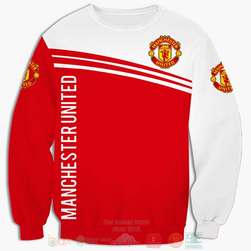 Manchester United FC red white shirt, hoodie 4 Manchester United FC red white 3D shirt hoodie 1 2 3