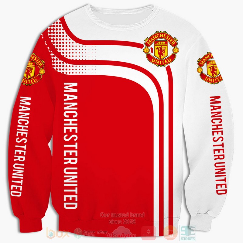 Manchester United white red shirt, hoodie 4 Manchester United white red 3D shirt hoodie 1 2 3