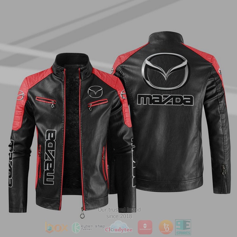 Mazda Company Block Leather Jacket 4 Mazda Block Leather Jacket 1 2 3
