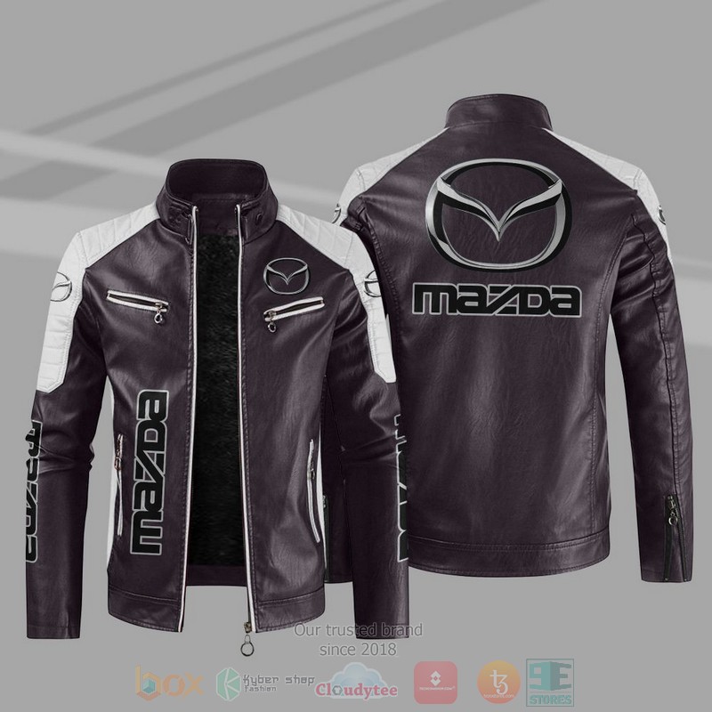 Mazda Company Block Leather Jacket 5 Mazda Block Leather Jacket 1 2 3 4
