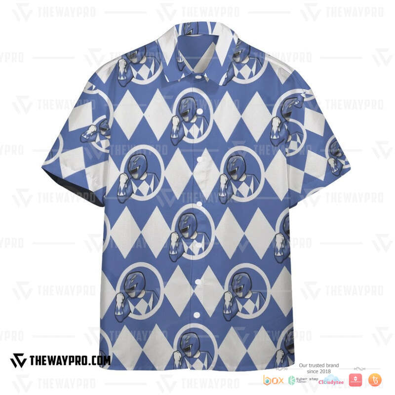 Mighty Morphin Power Rangers Blue Ranger Hawaiian shirt 2 Mighty Morphin Power Rangers Blue Ranger Hawaiian shirt 1