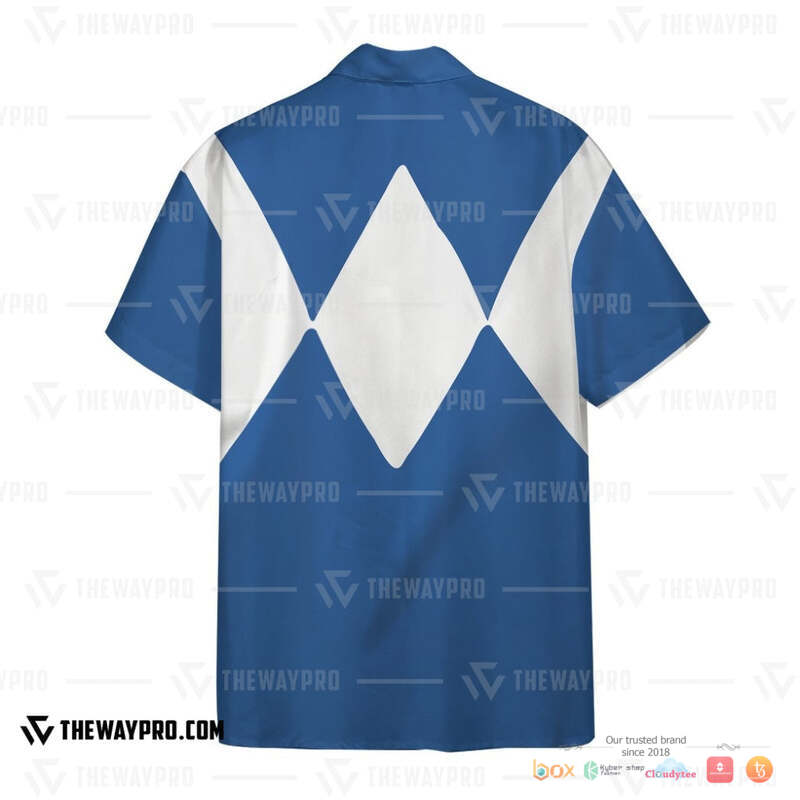 Mighty Morphin Power Rangers Blue white Ranger Hawaiian shirt 3 Mighty Morphin Power Rangers Blue white Ranger Hawaiian shirt 1 2