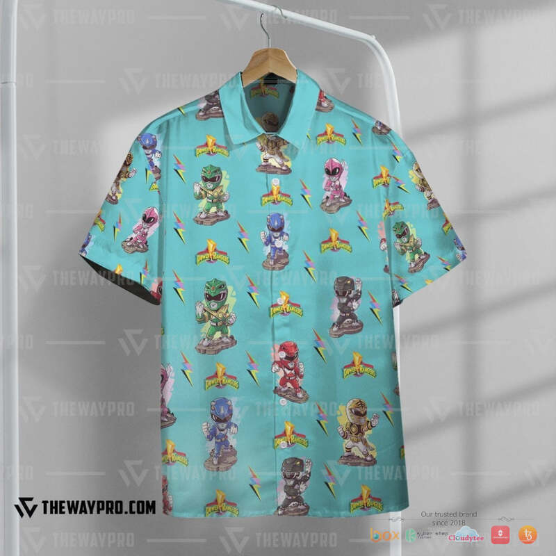 Mighty Morphin Power Rangers Cyan Hawaiian shirt short