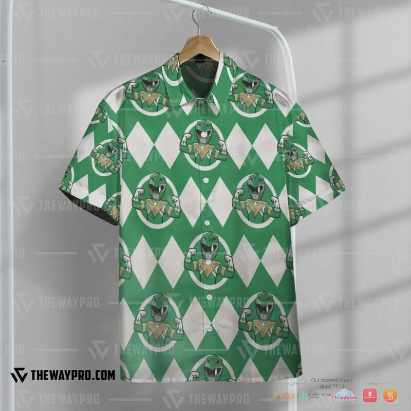 Mighty Morphin Power Rangers Green White Ranger Hawaiian shirt 6 Mighty Morphin Power Rangers Green White Ranger Hawaiian shirt