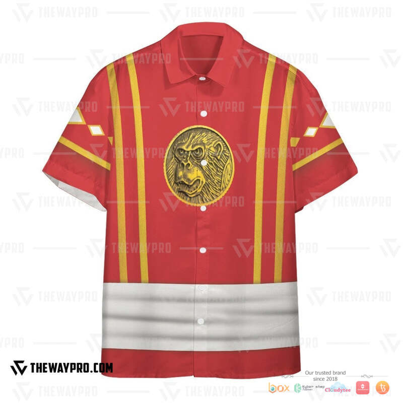 Mighty Morphin Power Rangers Ninja Rangers Red Ape Hawaiian shirt 2 Mighty Morphin Power Rangers Ninja Rangers Red Ape Hawaiian shirt 1