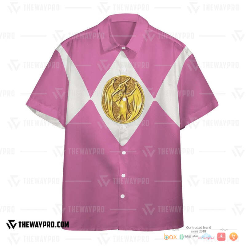 Mighty Morphin Power Rangers Pink Ranger Hawaiian shirt 2 Mighty Morphin Power Rangers Pink Ranger Hawaiian shirt 1