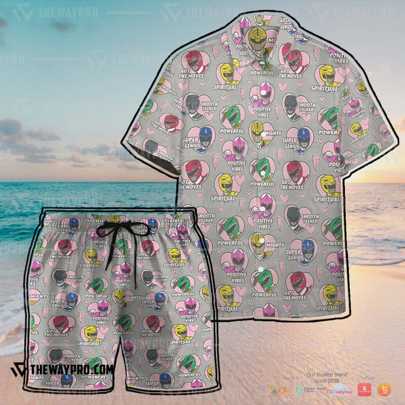 Mighty Morphin Power Rangers Positive vibes Hawaiian shirt short 1 2 3 4