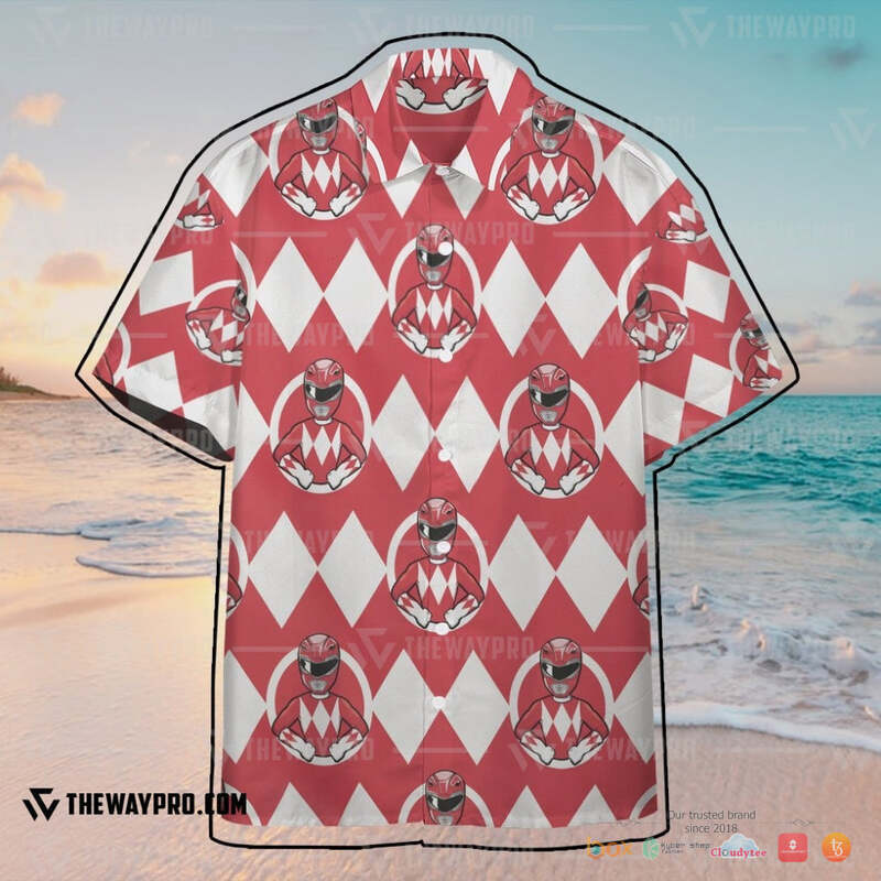 Mighty Morphin Power Rangers Red white Ranger Hawaiian shirt 1 2 3