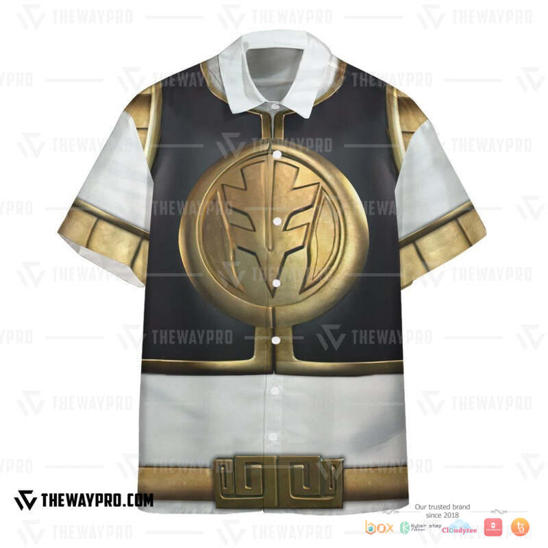 Mighty Morphin Power Rangers White Ranger Hawaiian shirt 2 Mighty Morphin Power Rangers White Ranger Hawaiian shirt 1