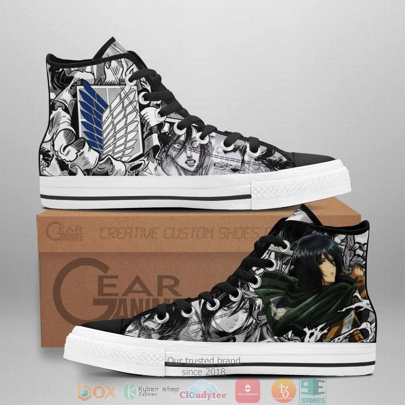 Mikasa Ackerman Attack On Titan High Top Canvas Shoes