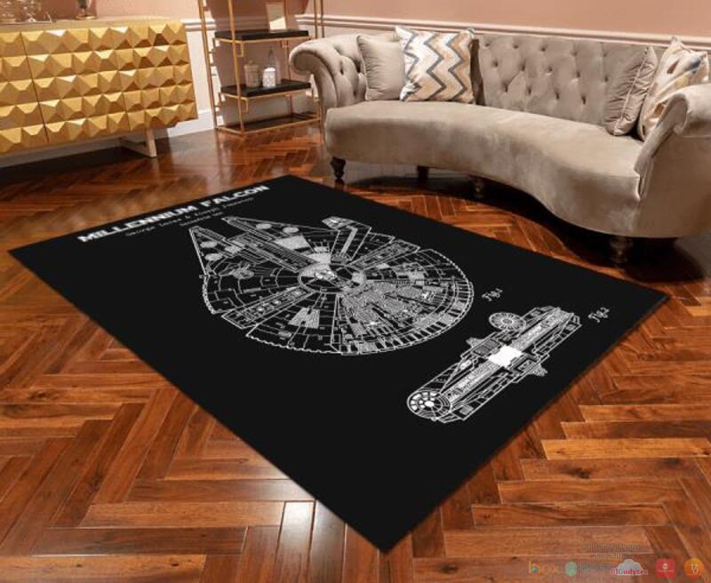 Millennium Falcon Star Wars Black Rug 1