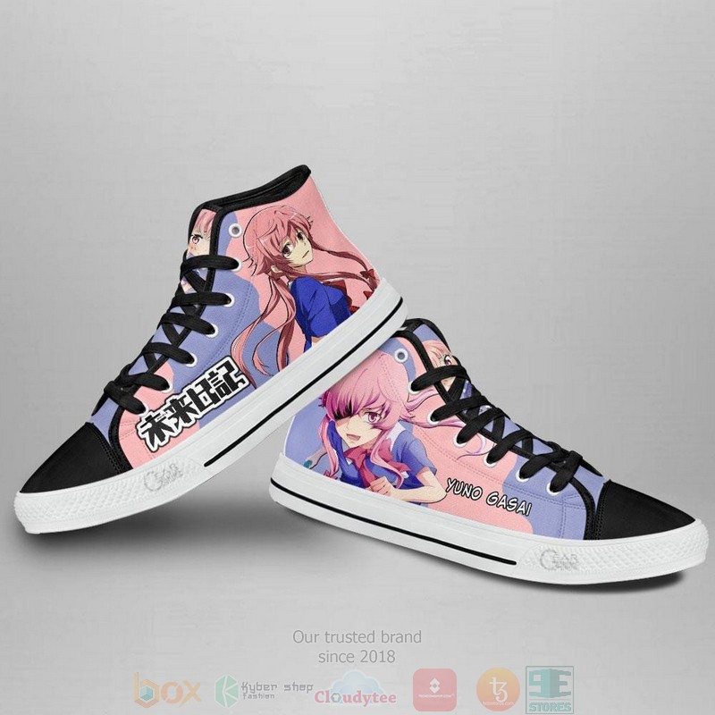 Mirai Nikki The Future Diary Yuno Gasai Anime Canvas High Top Shoes 1 2