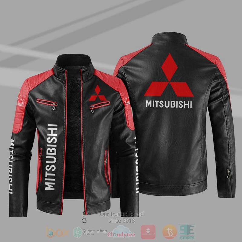 Mitsubishi Company Block Leather Jacket 4 Mitsubishi Block Leather Jacket 1 2 3