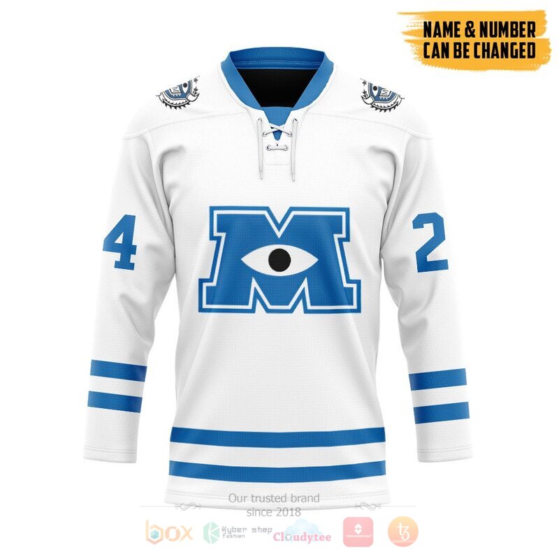 Monsters Uni White Ver Custom Hockey Jersey 7 Monsters Uni White Ver Custom Hockey Jersey