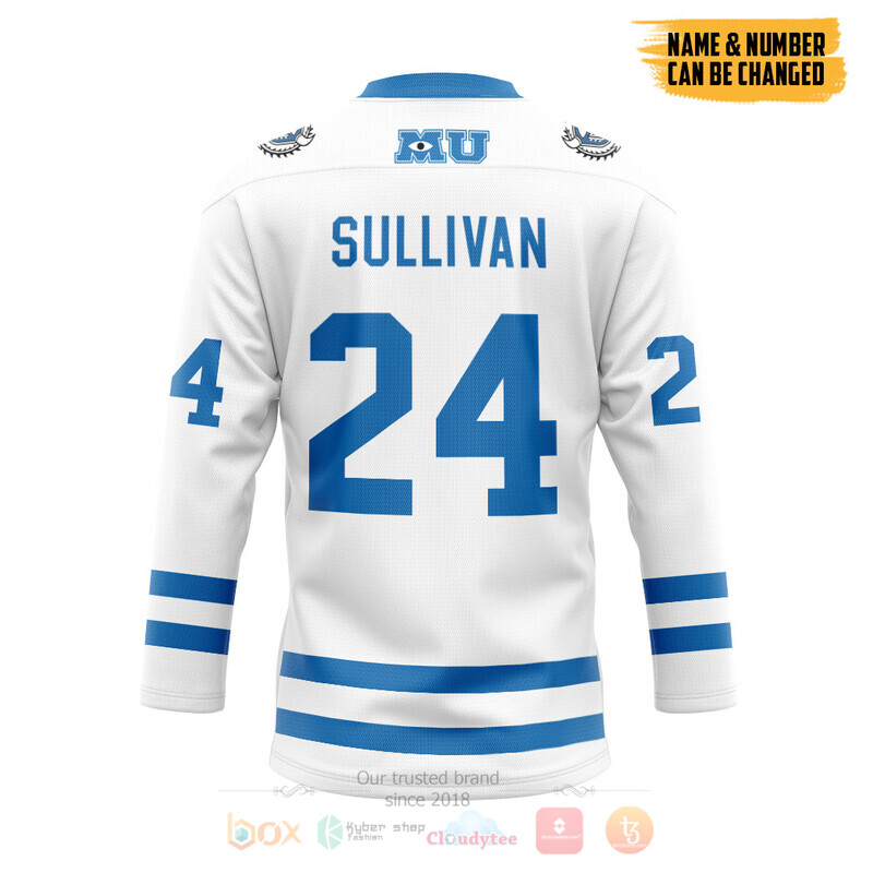 Monsters Uni White Ver Custom Hockey Jersey 2 Monsters Uni White Ver Custom Hockey Jersey 1