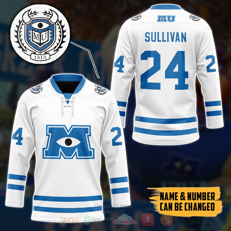 Monsters Uni White Ver Custom Hockey Jersey 3 Monsters Uni White Ver Custom Hockey Jersey 1 2