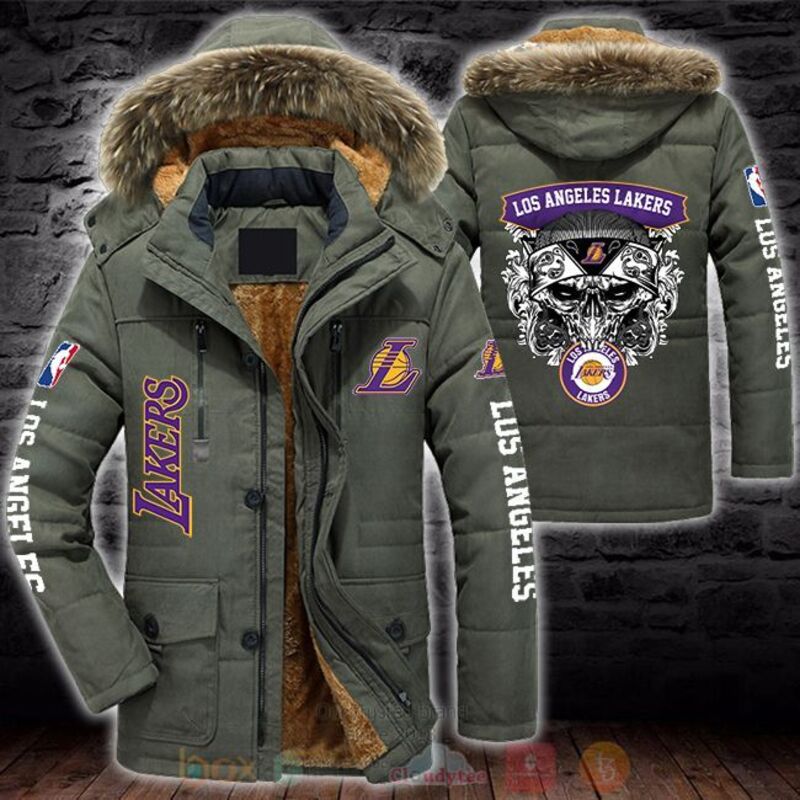 BEST NBA Los Angeles Lakers Skull Parka Jacket Coat Winter 3 NBA Los Angeles Lakers Skull Parka Jacket 1 2