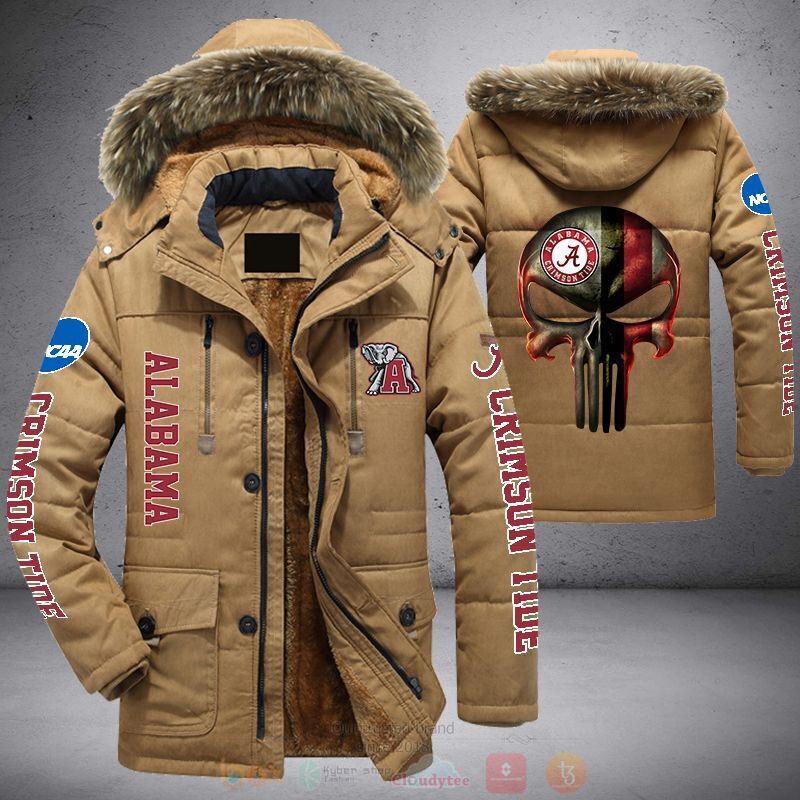 BEST NCAA Alabama Crimson Tide Punisher Skull Parka Jacket Coat Winter 4 NCAA Alabama Crimson Tide Punisher Skull Parka Jacket 1 2 3