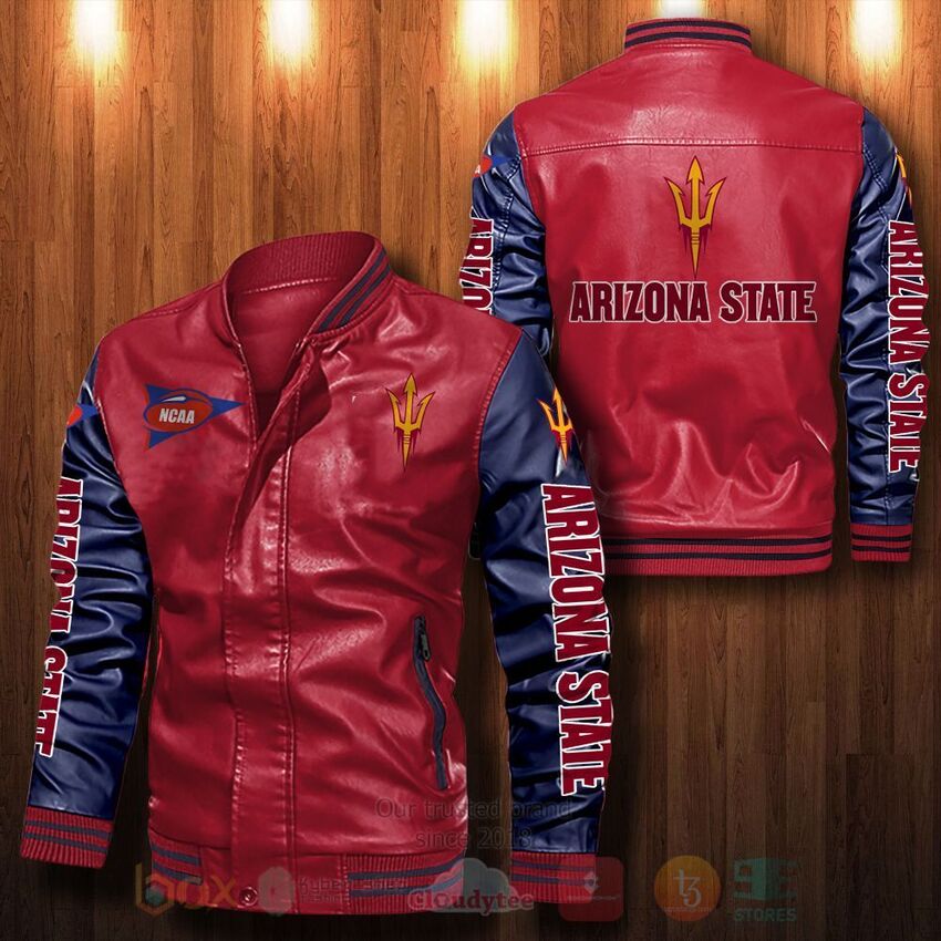 BEST NCAA Arizona State Sun Devils All Over Print Leather Bomber Jacket 3 NCAA Arizona State Sun Devils Leather Bomber Jacket 1 2 3 4