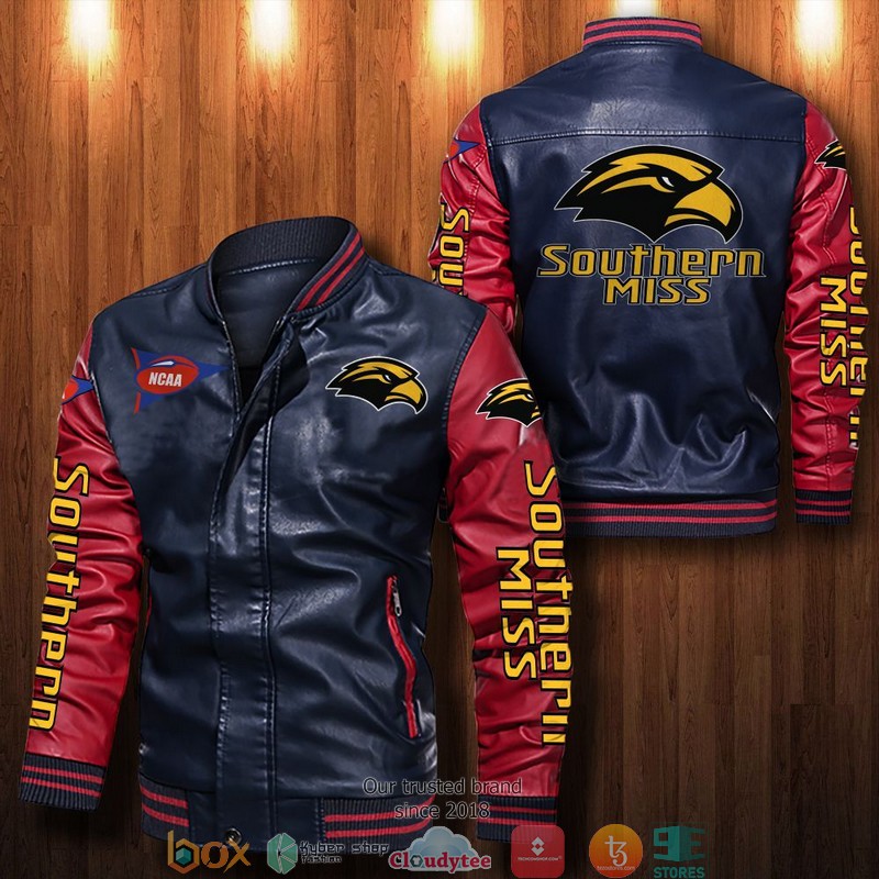 NCAA Southern Miss Golden Eagles Bomber Leather Jacket 4 NCAA Southern Miss Golden Eagles Bomber Leather Jacket 1 2 3