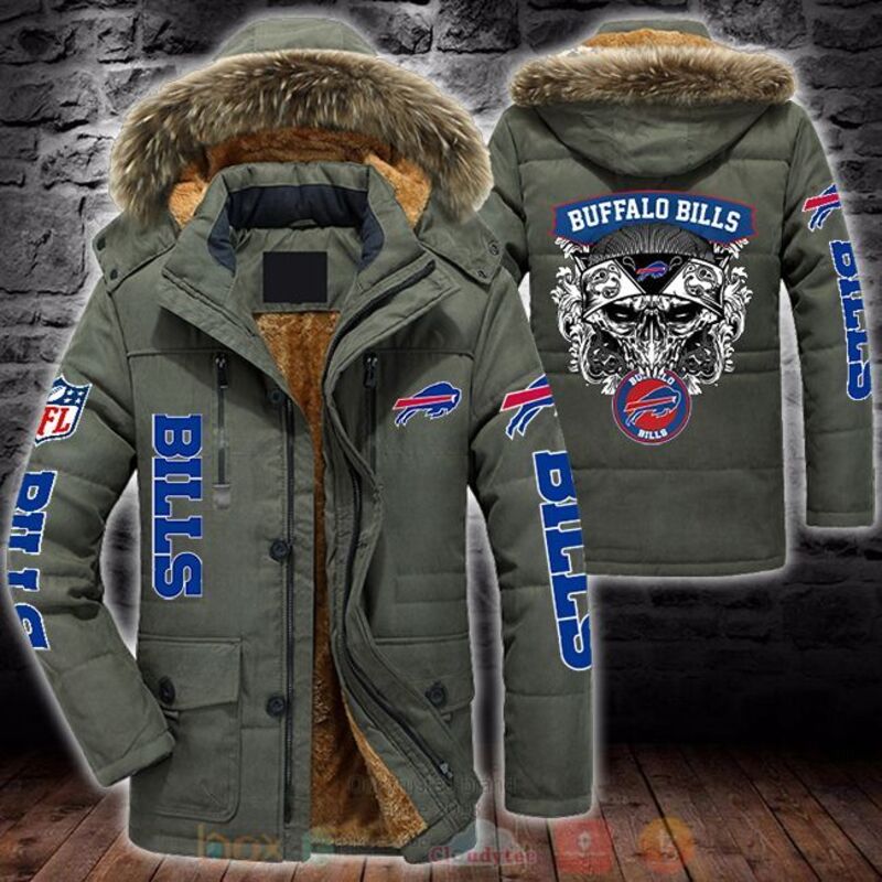 BEST NFL Buffalo Bills Skull Parka Jacket Coat Winter 4 NFL Buffalo Bills Skull Parka Jacket 1 2 3