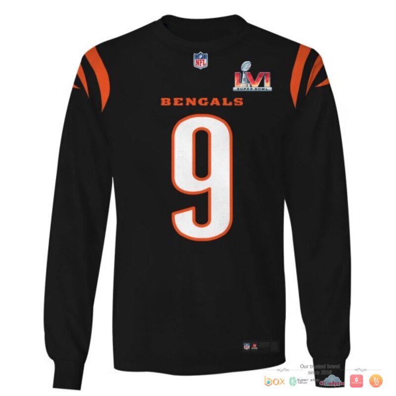 NFL Burrow 9 Cincinnati Bengals Black 3d shirt hoodie 1 2 3 4