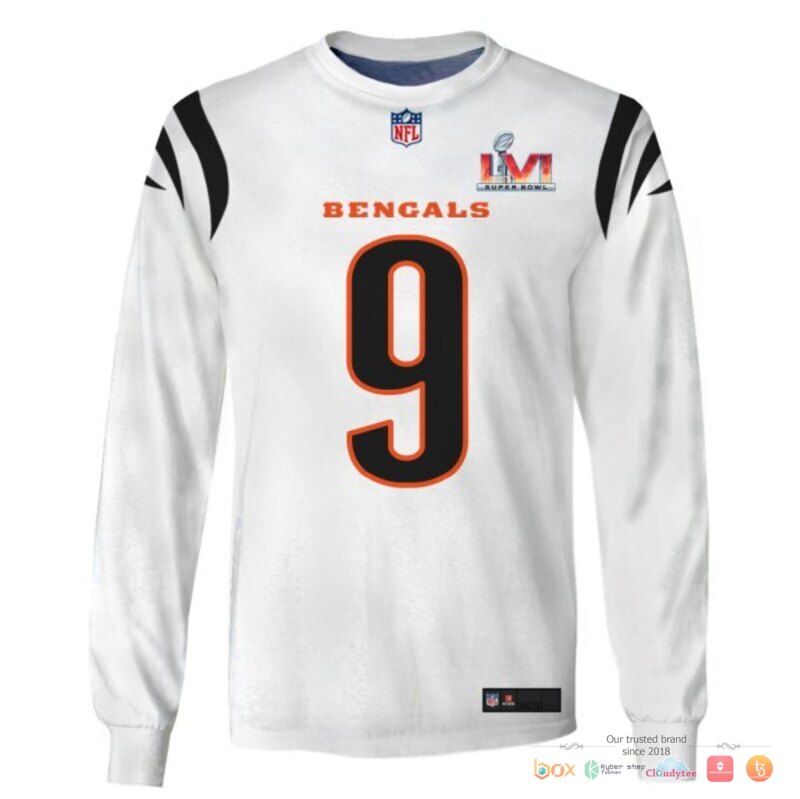 NFL Burrow 9 Cincinnati Bengals White 3d shirt, hoodie 5 NFL Burrow 9 Cincinnati Bengals White 3d shirt hoodie 1 2 3 4