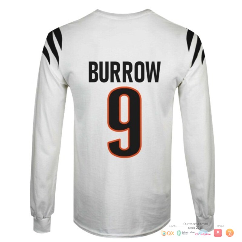 NFL Burrow 9 Cincinnati Bengals White 3d shirt, hoodie 6 NFL Burrow 9 Cincinnati Bengals White 3d shirt hoodie 1 2 3 4 5