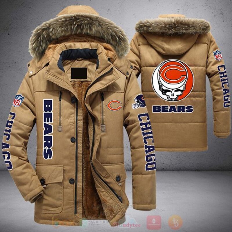BEST NFL Chicago Bears Skull Parka Jacket Coat Winter 4 NFL Chicago Bears Skull Parka Jacket 1 2 3