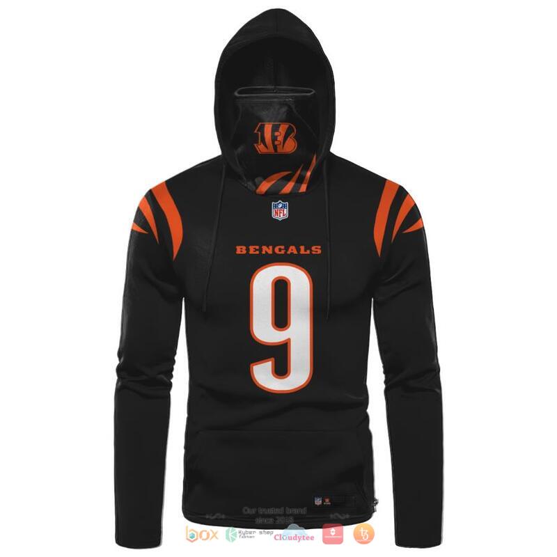 NFL Cincinnati Bengals Burrow 9 Black 3d hoodie mask 1