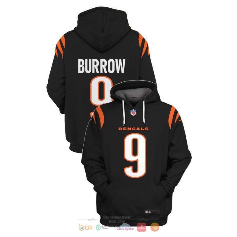 NFL Cincinnati Bengals Burrow 9 Black 3d shirt hoodie