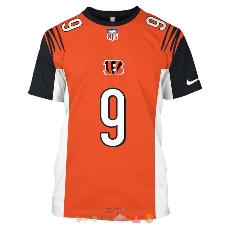 NFL Cincinnati Bengals Burrow 9 Nike Black Orange 3d shirt hoodie 1 2 3 4 5 6