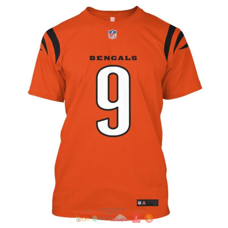NFL Cincinnati Bengals Burrow 9 Orange 3d shirt hoodie 1 2 3 4 5 6