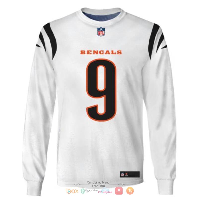 NFL Cincinnati Bengals Burrow 9 White 3d shirt, hoodie 5 NFL Cincinnati Bengals Burrow 9 White 3d shirt hoodie 1 2 3 4
