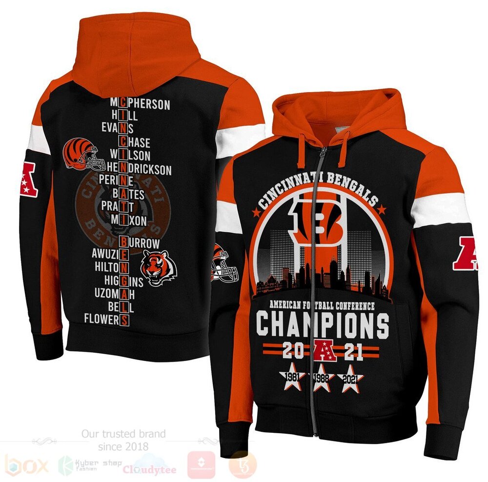 NFL Cincinnati Bengals Champions 3D Zip Hoodie