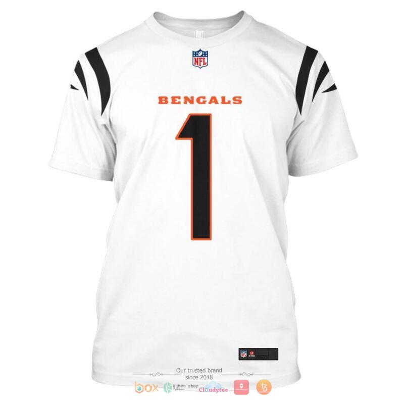 NFL Cincinnati Bengals Chase 1 White 3d shirt hoodie 1 2 3 4 5 6