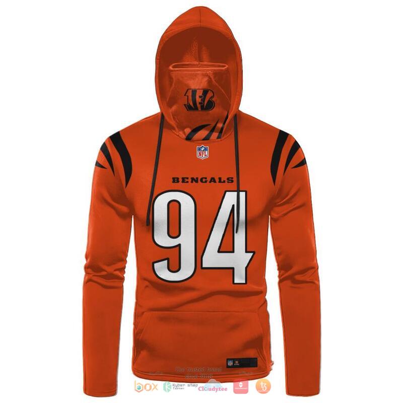 NFL Cincinnati Bengals Hubbard 94 Orange 3d hoodie mask 1